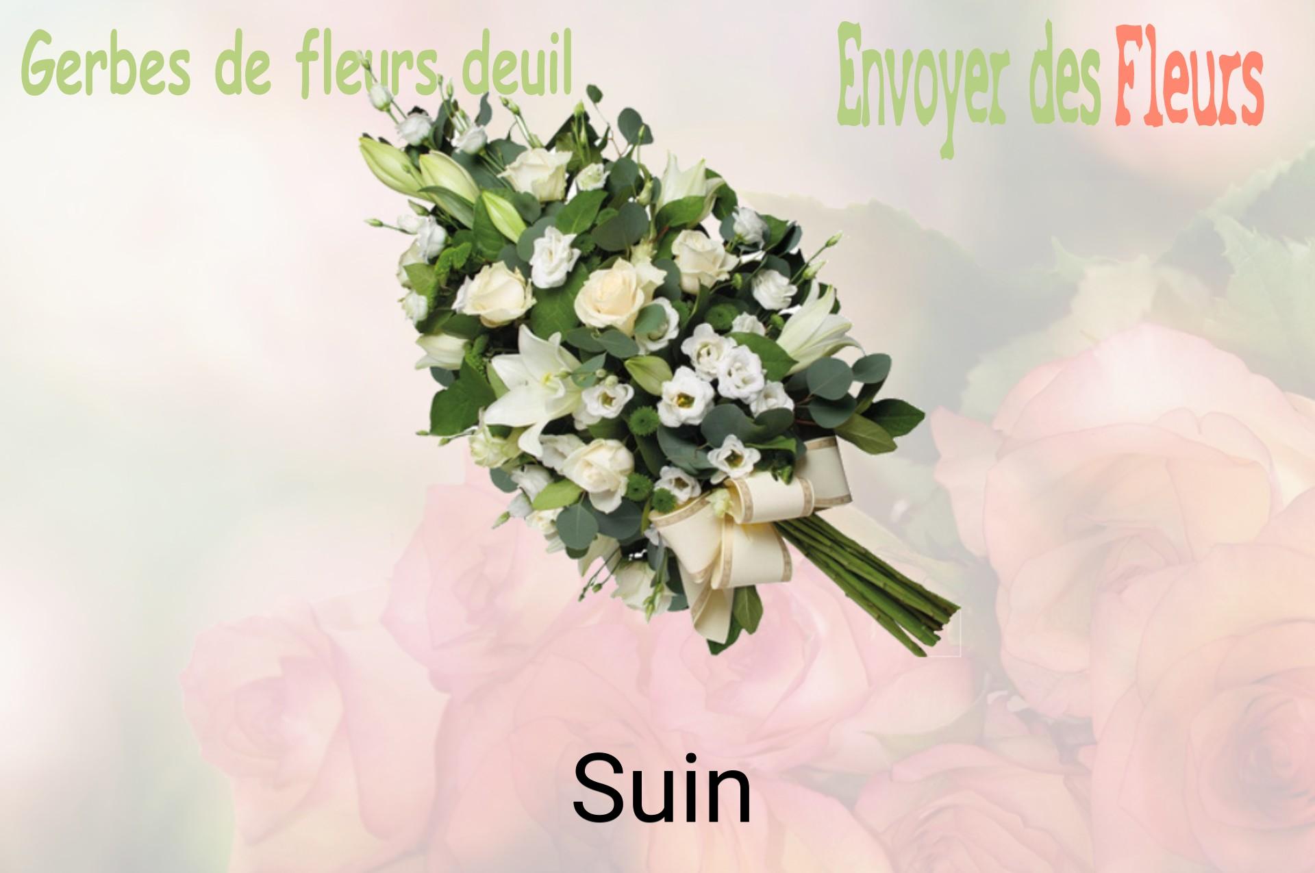 Gerbe de fleurs de deuil livrée à Suin